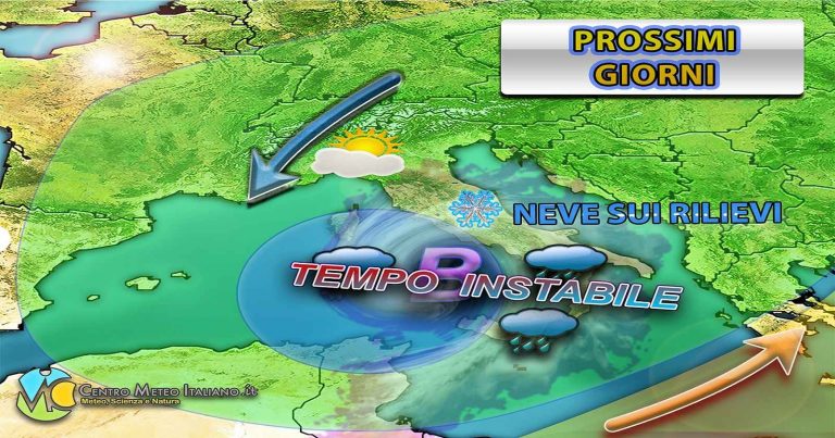 Meteo – Avvio di marzo non proprio primaverile, attese ancora piogge, acquazzoni e neve sui rilievi in Italia