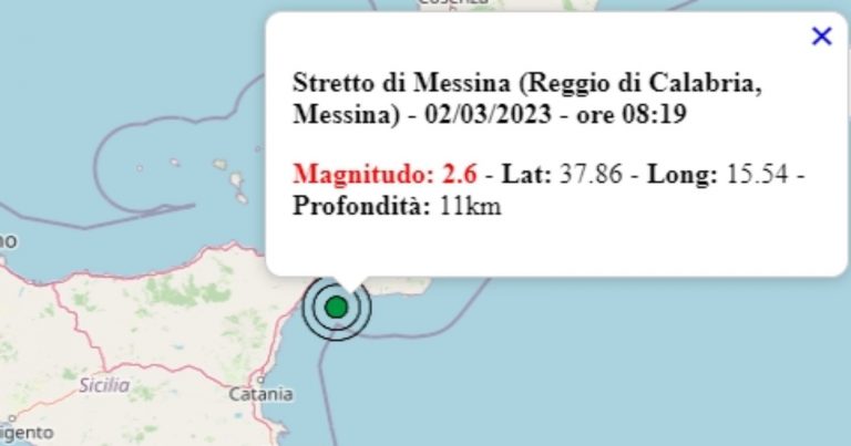 Terremoto oggi in Sicilia, giovedì 2 marzo 2023, scossa M 2.6 in provincia di Messina – Dati Ingv Terremoto oggi in Sicilia, giovedì 2 marzo 2023, scossa M 2.6 in provincia di Messina – Dati Ingv