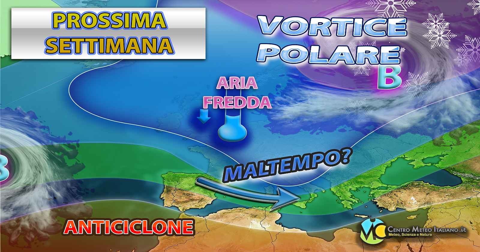 Maltempo in vista della prossima settimana ma con poco freddo