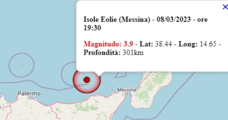 Terremoto in Sicilia oggi, mercoledì 8 marzo 2023, scossa M 3.9 in provincia di Messina – Dati Ingv Terremoto in Sicilia oggi, mercoledì 8 marzo 2023, scossa M 3.9 in provincia di Messina – Dati Ingv
