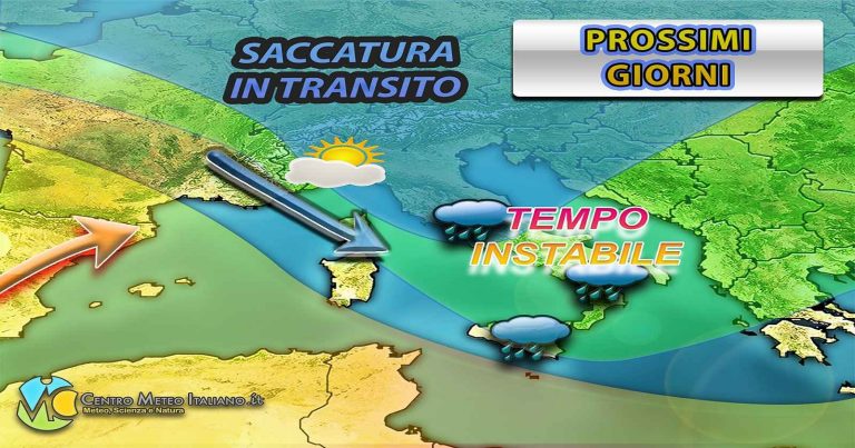 Meteo – Fase di maltempo intermittente in Italia con piogge e possibili occasionali temporali: i dettagli