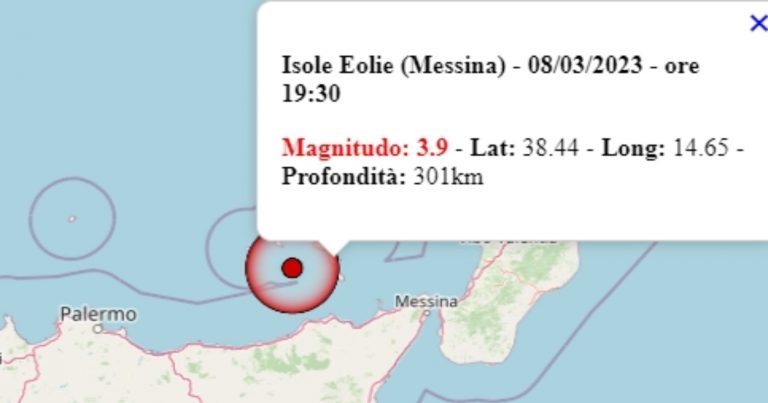 Terremoto in Sicilia oggi, mercoledì 8 marzo 2023, scossa M 3.9 in provincia di Messina – Dati Ingv