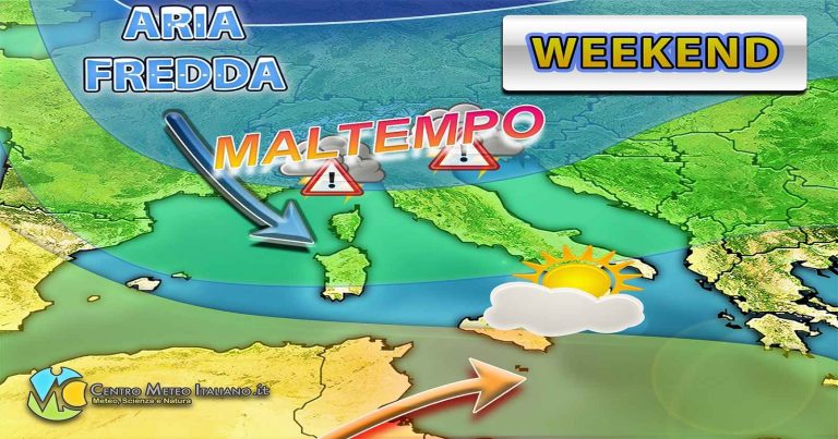 Meteo – Impulso di maltempo in arrivo, peggiora nel Weekend con pioggia, neve, temporali e possibile grandine: i dettagli