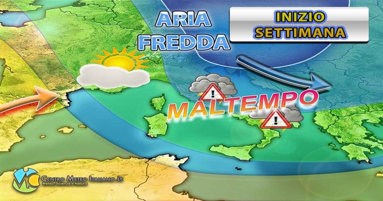 Meteo – Fronte freddo atteso sull’Italia con piogge, temporali e brusco calo delle temperature; i dettagli