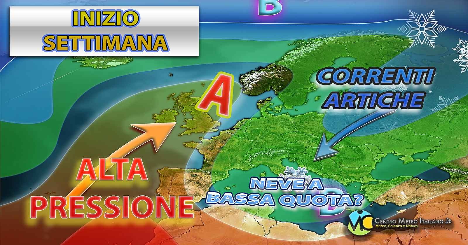 Tendenza meteo per inizio settimana prossima.