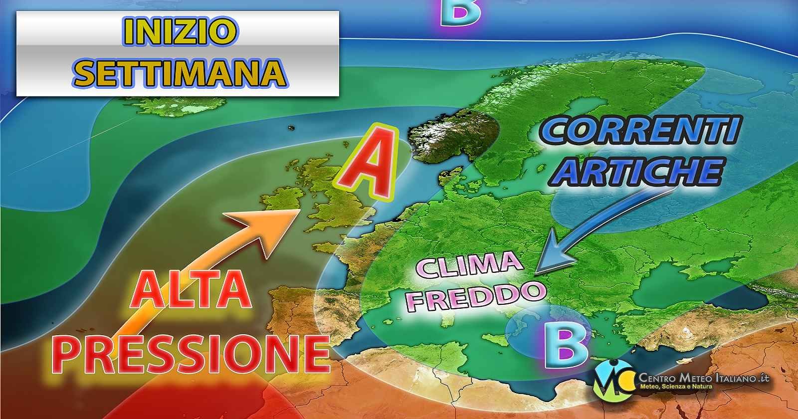 Prossima settimana che inizia con maltempo e clima freddo