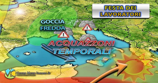 Meteo - Festa dei Lavoratori sarà temporalesca con raffiche di vento fino a 70km/h in Italia! I dettagli