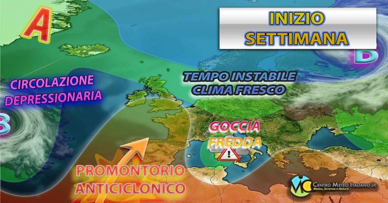 Meteo – Perturbazione investirà l’Italia anche ad inizio settimana con piogge e possibili temporali: i dettagli