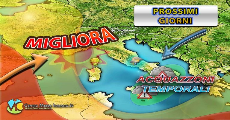 Meteo – Ancora maltempo in Italia con piogge e temporali, ma nei prossimi giorni torna il sole e il clima mite
