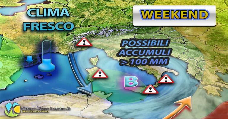 Meteo – Torna il maltempo sull’Italia, possibili fenomeni intensi e abbondanti su alcune regioni