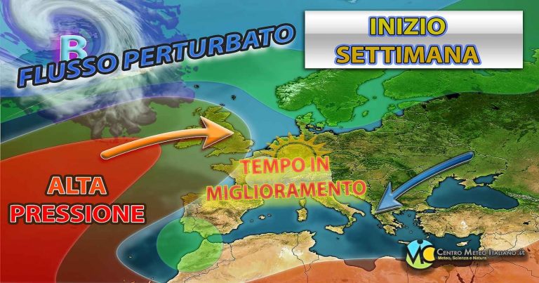 Meteo – Tempo in miglioramento sull’Italia, ma con ancora acquazzoni e temporali durante la settimana