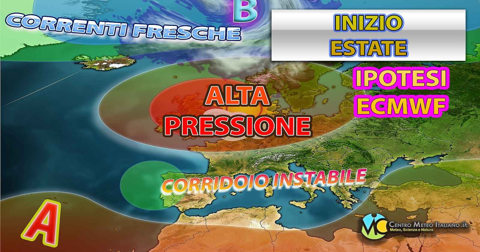 Alta pressione ancora sbilanciata verso nord all'inizio dell'estate meteorologica