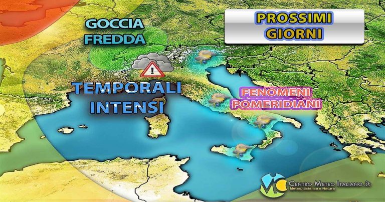 Meteo – Inizio di settimana con nuova ondata di maltempo, attesi temporali anche intensi; i dettagli