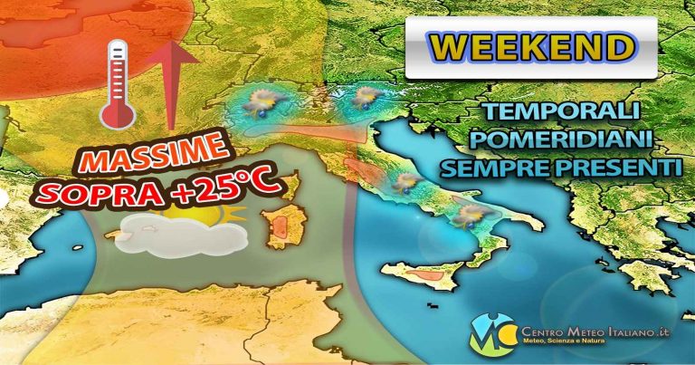 Meteo Italia – Anche oggi attesi acquazzoni e temporali sui settori interni, temperature dal sapore estivo