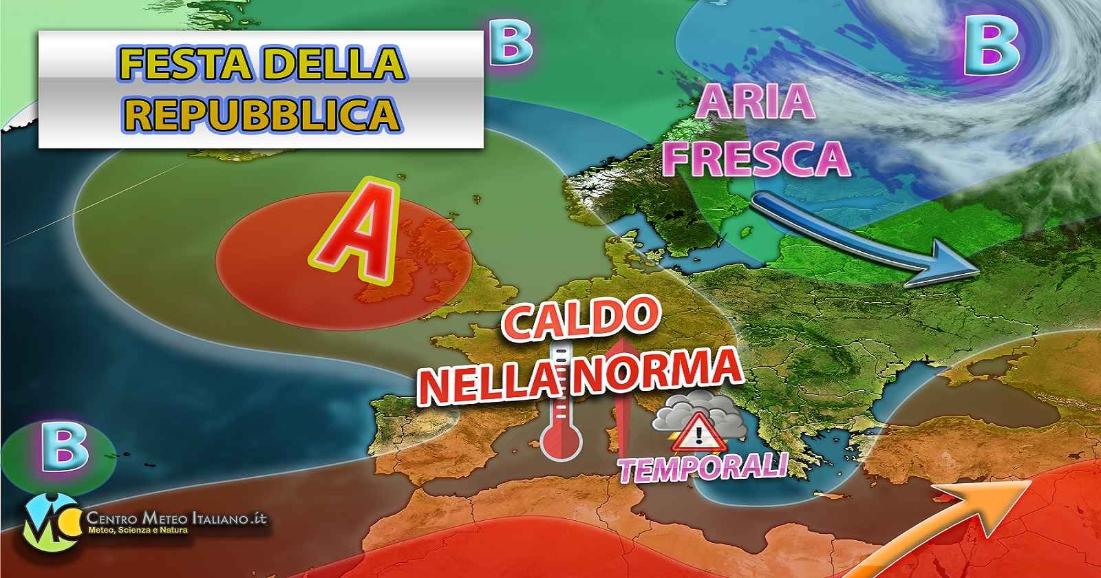 Temporali e caldo nella norma per la Festa della Repubblica