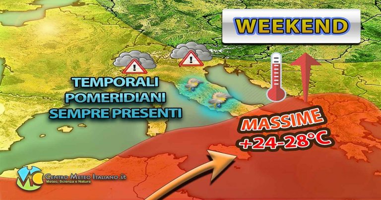 Meteo – Ponte del 2 Giugno ancora con forti temporali pomeridiani, soprattutto al Centro-Nord