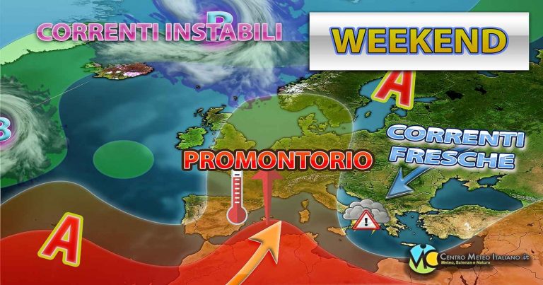 Meteo – Italia in balìa di un flusso perturbato, con piogge e temporali in arrivo anche nel Weekend: i dettagli