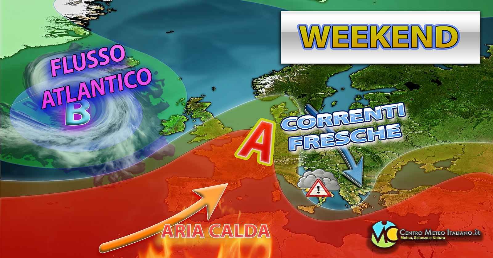 Meteo - Nuovo attacco di maltempo nel Weekend con temporali, possibili grandinate e calo termico