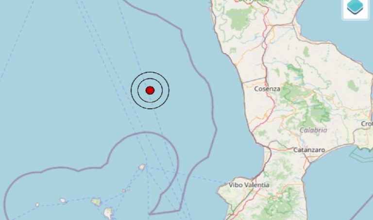 Terremoto oggi in Calabria, scossa M 3.6 sul Tirreno Meridionale: dati Ingv