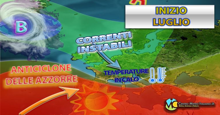 Meteo – Maltempo all’assalto dell’Italia nel primo Weekend di Luglio, con un calo delle temperature: i dettagli