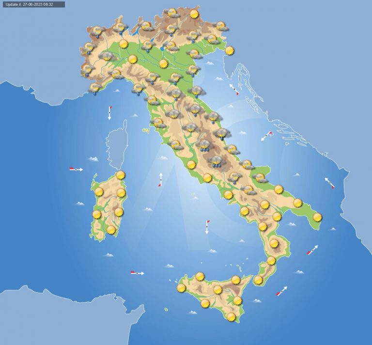 Meteo domani 28 giugno: tempo instabile in Italia con acquazzoni e temporali su alcune regioni, cieli soleggiati sulle altre