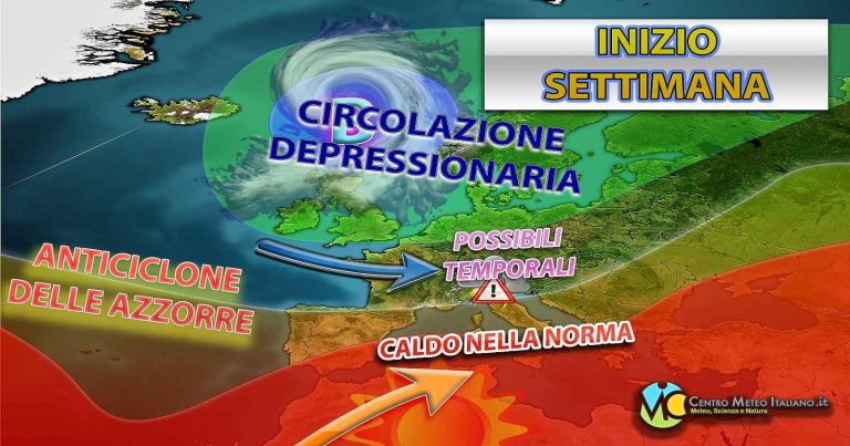 Meteo – Italia spaccata in due ad inizio settimana, tra sole e clima estivo da un lato, temporali dall’altro: i dettagli