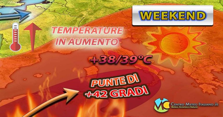 Meteo – Possente Anticiclone in rafforzamento nel Weekend, temperature già oltre +40°C. I dettagli