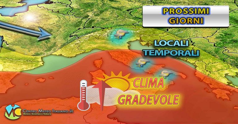 Meteo – Ultimi giorni di luglio con stabilità in Italia e qualche temporale al Nord, caldo senza eccessi