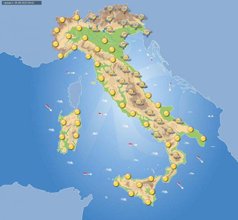 Meteo domani 6 agosto: tempo stabile in Italia con sole e clima fresco, ma con ancora qualche temporale