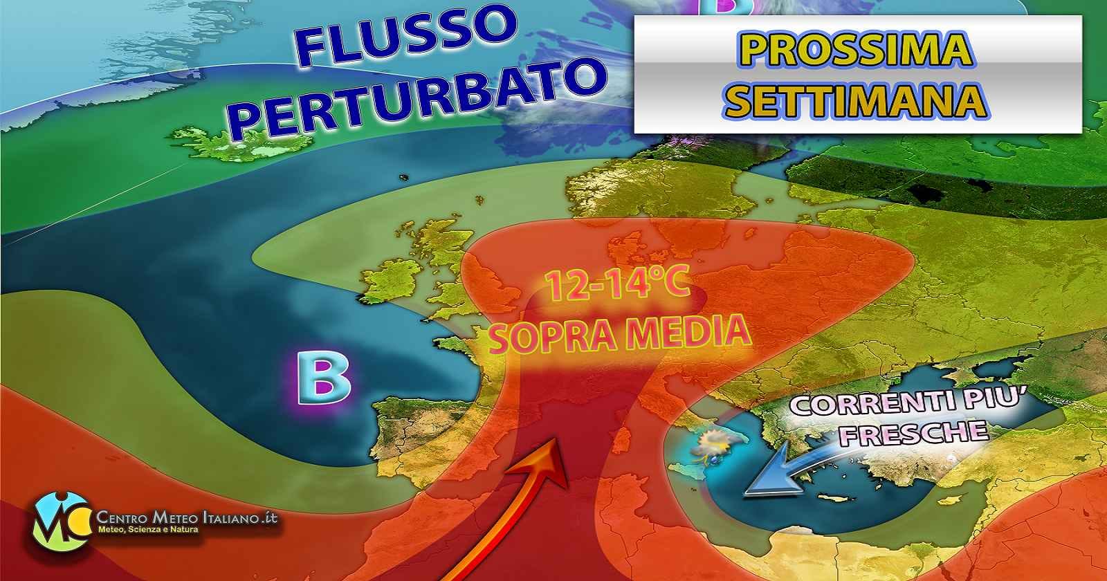 Robusto anticiclone sull'Europa e goccia fredda verso il Sud Italia