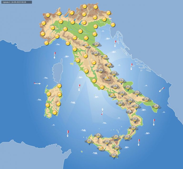 Meteo domani 25 settembre: ancora maltempo su regioni Adriatiche e sud Italia