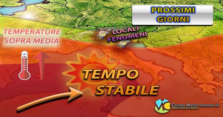 Meteo Italia – qualche acquazzone interessa alcune regioni ma nel complesso fase calda ancora duratura