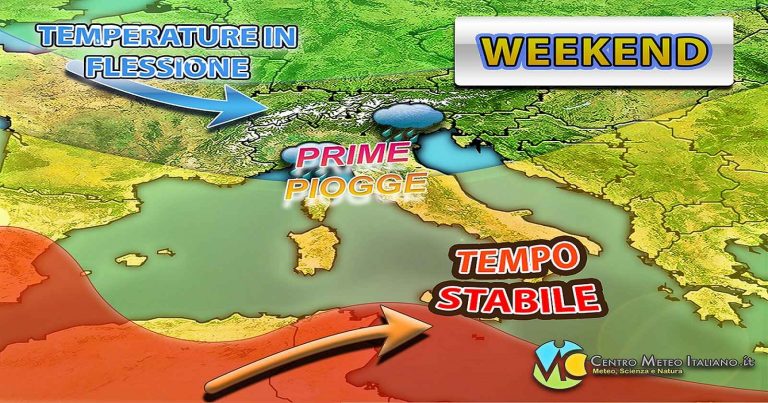 Meteo – Segnali di cedimento dell’Anticiclone nel Weekend, torna qualche rovescio e calo termico: i dettagli