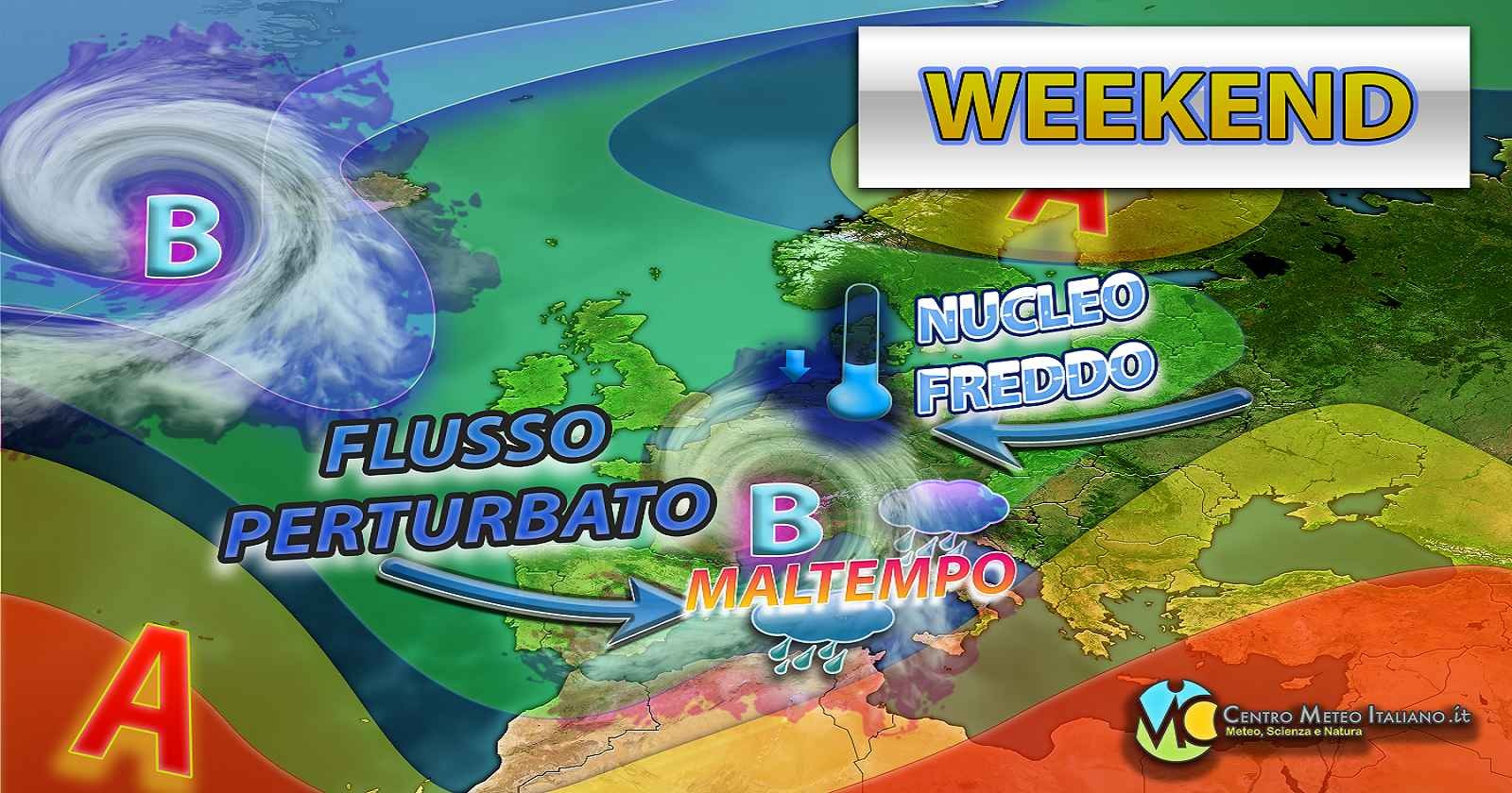 Piogge, temporali e nubifragi con calo termico nel weekend