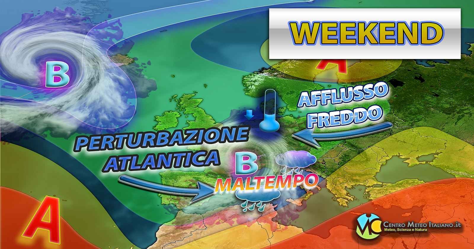 Meteo - Prima parte del Weekend con maltempo e calo termico, torna la neve sulle Alpi: migliora per domenica