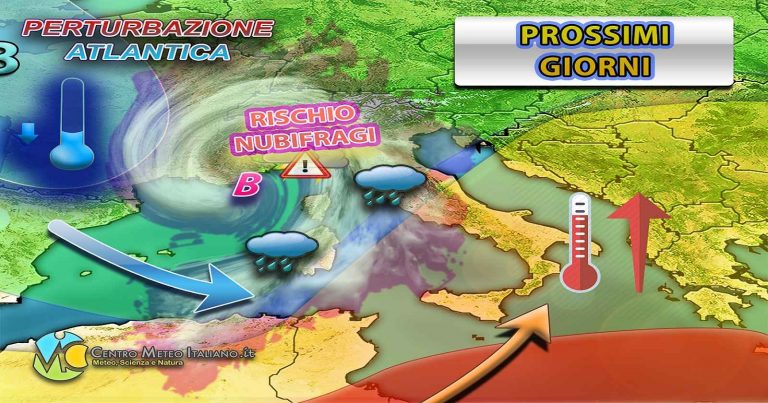 Meteo – Maltempo insistente con possibilità di nubifragi in alcuni settori del Paese: ecco quando