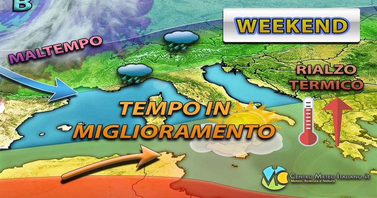 Meteo Weekend – Temporaneo miglioramento in Italia con tanto sole e poche piogge, nuovo peggioramento a seguire