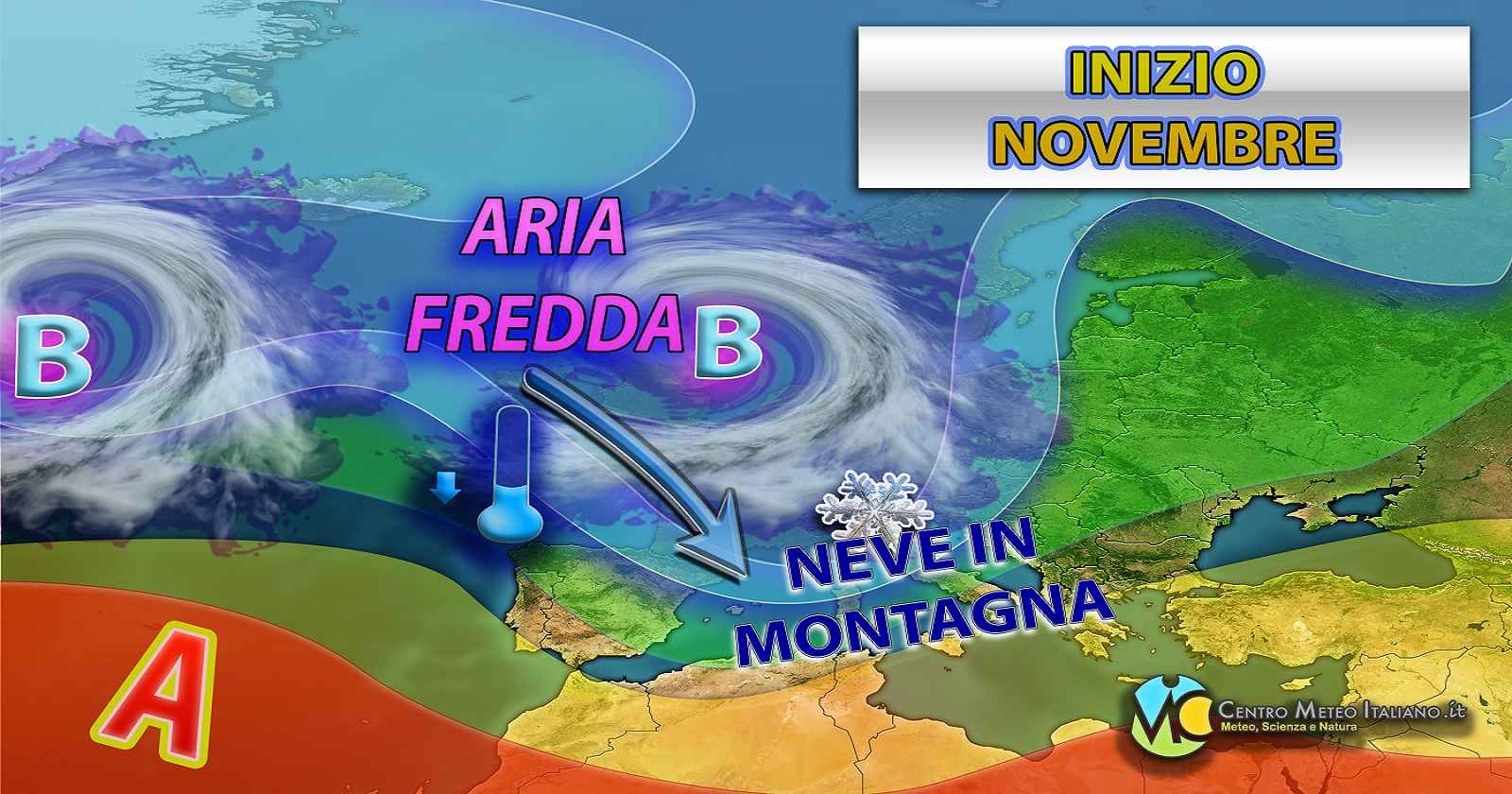 Neve in montagna nei primi giorni del mese di novembre