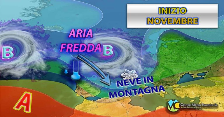 Meteo – Intensa perturbazione nei primi di novembre, maltempo diffuso in Italia con alto rischio di nubifragi