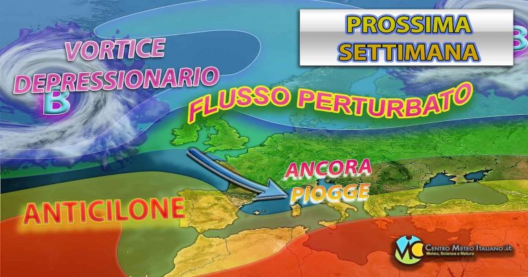 Meteo – Flusso perturbato ancorato all’Italia porterà ancora piogge e possibili temporali ad inizio settimana: i dettagli