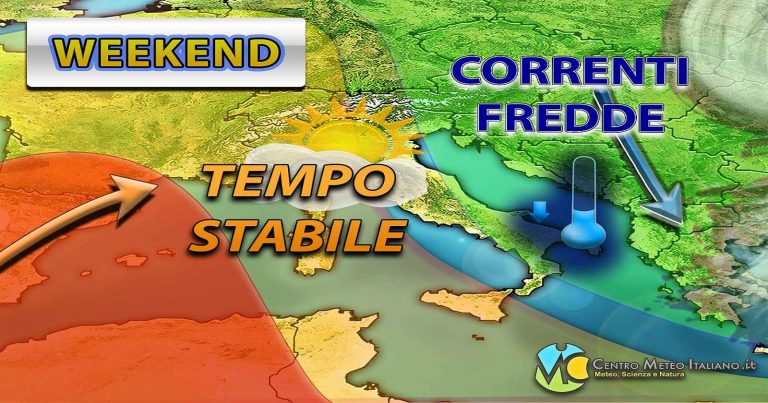 Meteo Weekend – Tempo stabile e soleggiato su gran parte dell’Italia ma con temperature in diminuzione