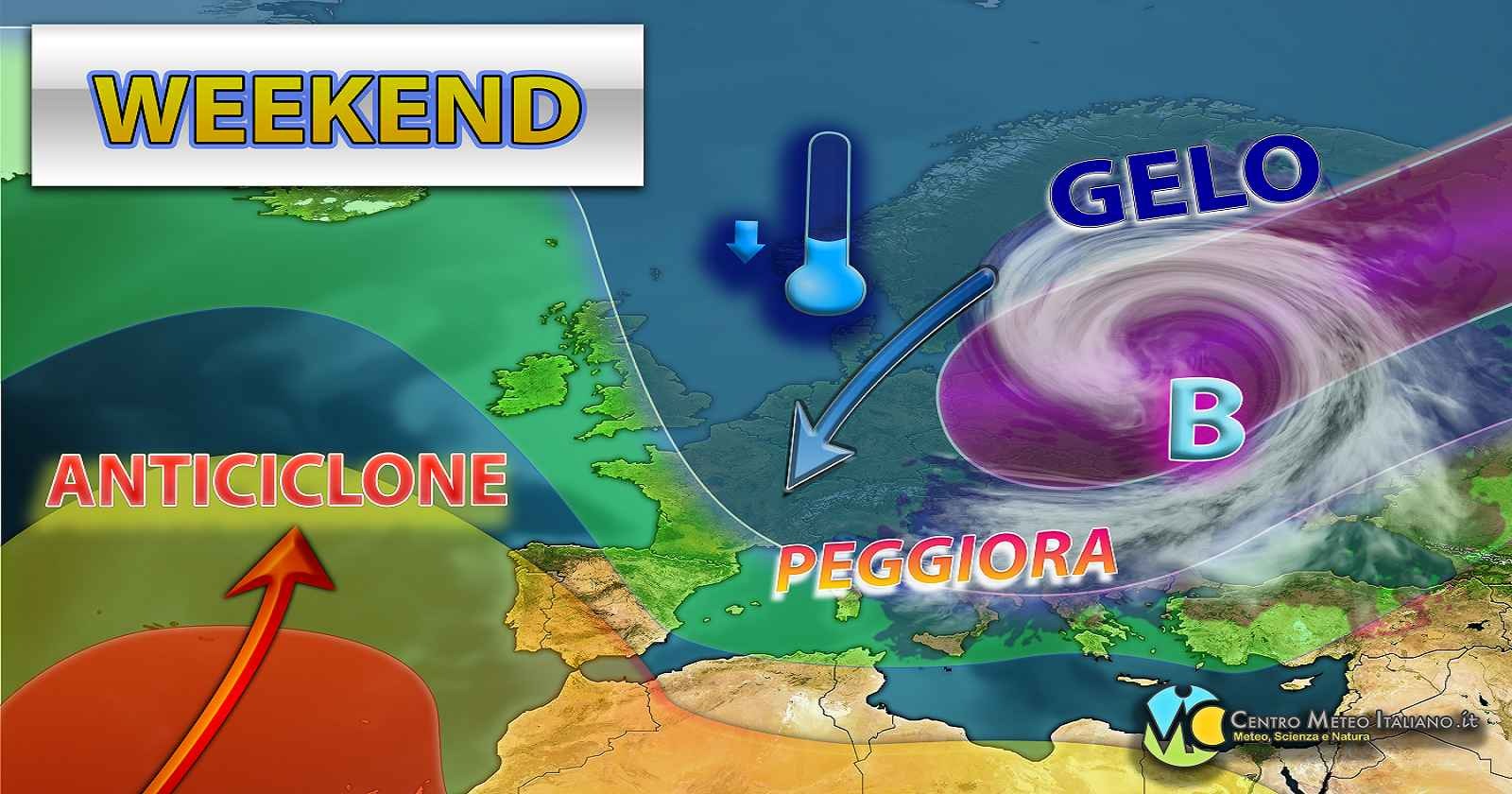 Aria artica verso il Mediterraneo nel weekend