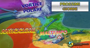 Meteo Italia - maltempo nei prossimi giorni con piogge, temporali e neve in montagna
