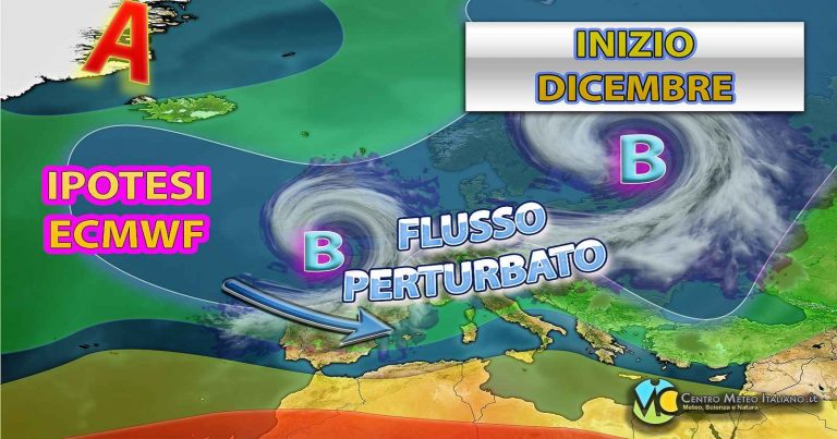 Meteo – Fine Novembre pirotecnico, Dicembre parte con maltempo tardo-autunnale, ecco la tendenza