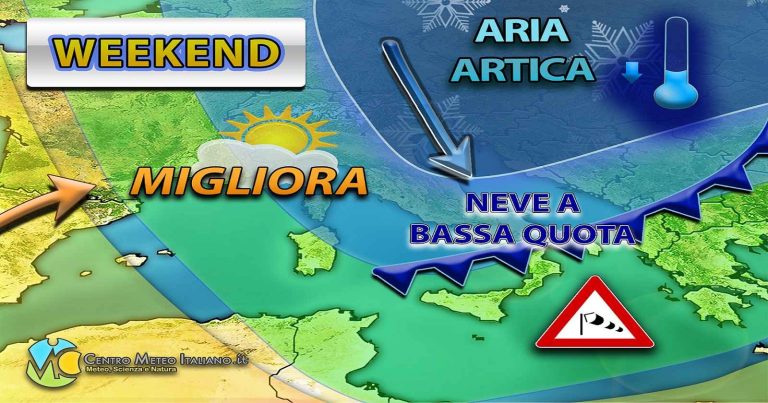 Meteo – Weekend freddo e instabile con maltempo invernale in Italia: neve a quote anche basse, i dettagli