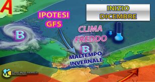 Meteo - Sciabolata polare in arrivo sull'Italia per il primo Weekend di Dicembre, con maltempo invernale: i dettagli