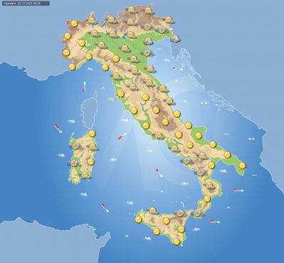 Previsioni meteo in Italia per domani 23 dicembre 2023