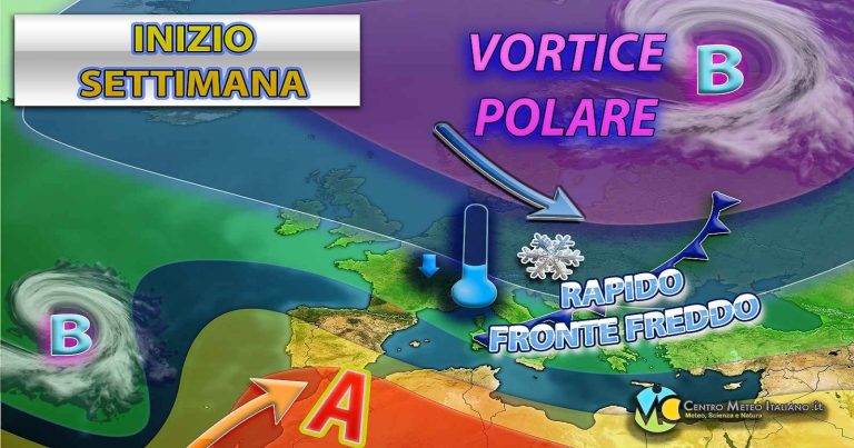 Meteo Italia – freddo fino alla prossima settimana poi ecco aria più mite raggiungere il Mediterraneo