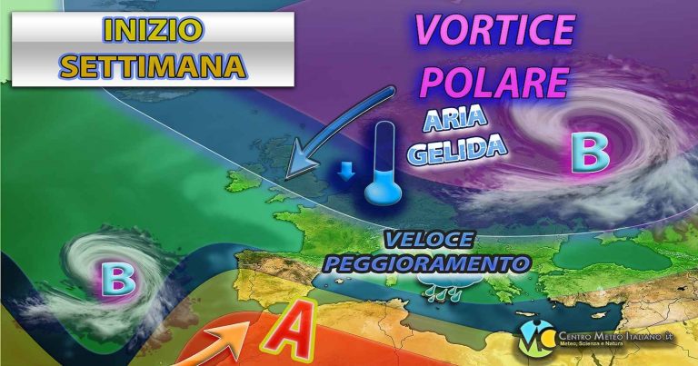 Meteo – Flusso di correnti perturbate in discesa verso l’Italia ad inizio settimana prossima: tornano piogge e nevicate