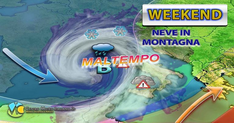 Meteo – Attacco di maltempo invernale in arrivo in Italia nel Weekend, torna anche la neve: i dettagli